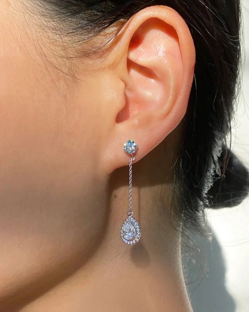 Pear Borderset Drop Earrings - ARTSY SILVER