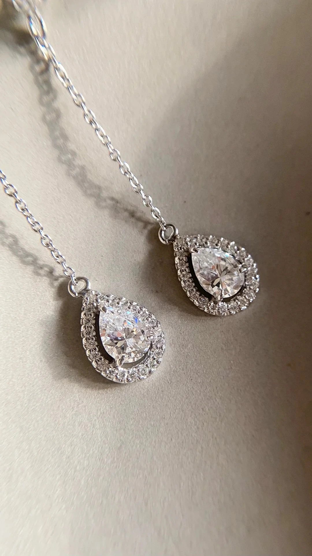 Pear Borderset Drop Earrings - ARTSY SILVER