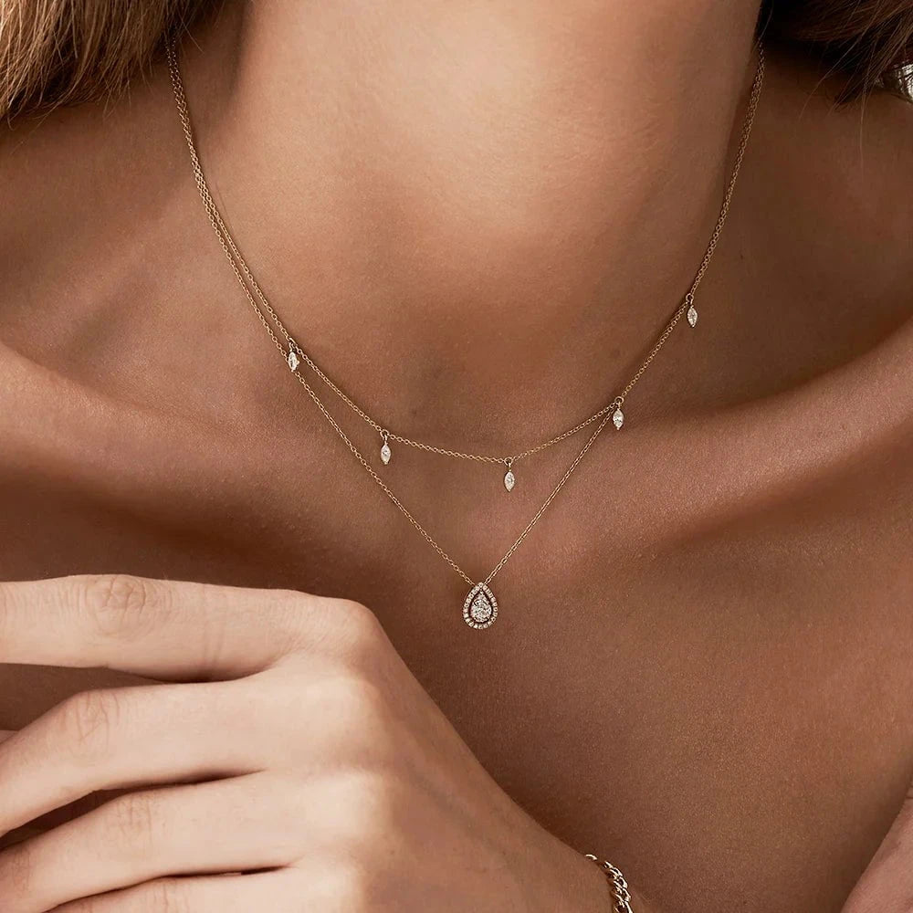 Glow Up Zircon Layered Necklace - ARTSY SILVER