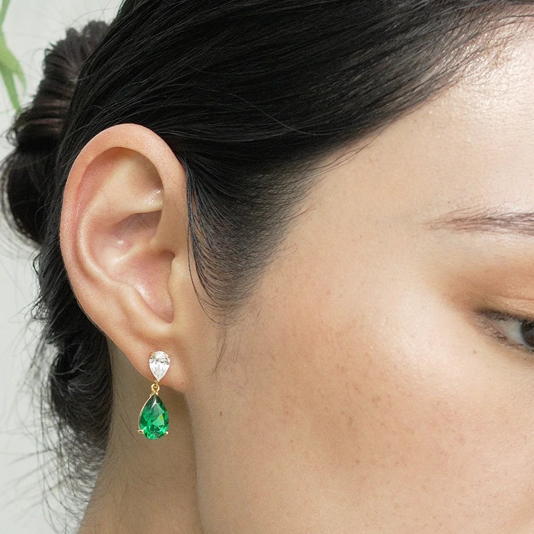 Matcha Emerald Earrings - ARTSY SILVER
