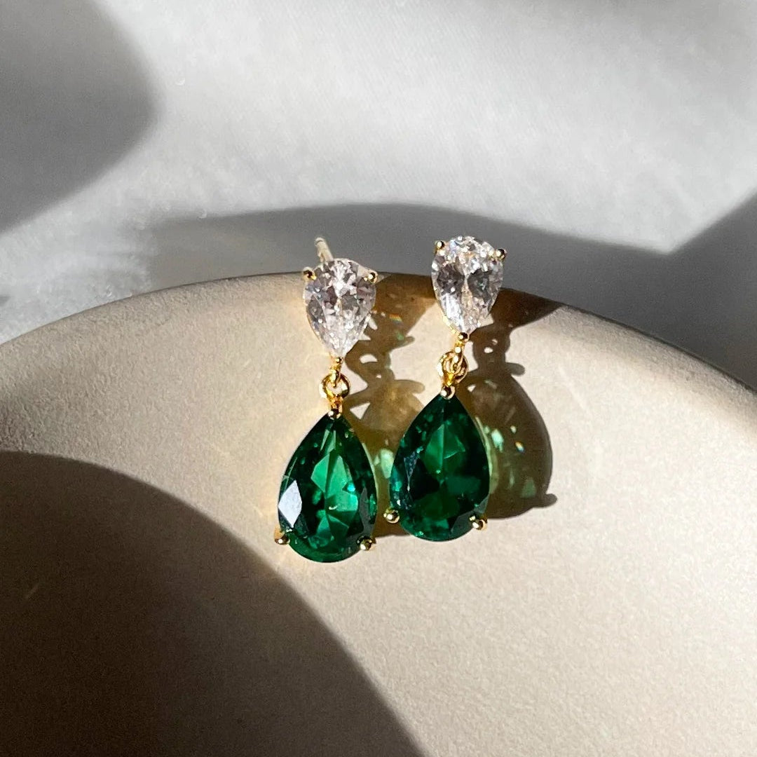 Matcha Emerald Earrings - ARTSY SILVER