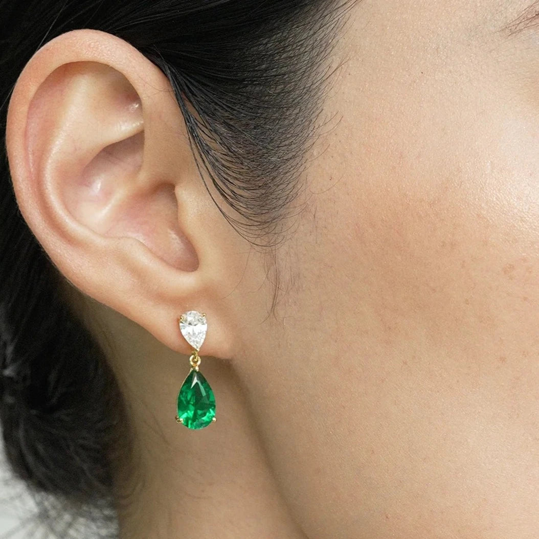 Matcha Emerald Earrings - ARTSY SILVER