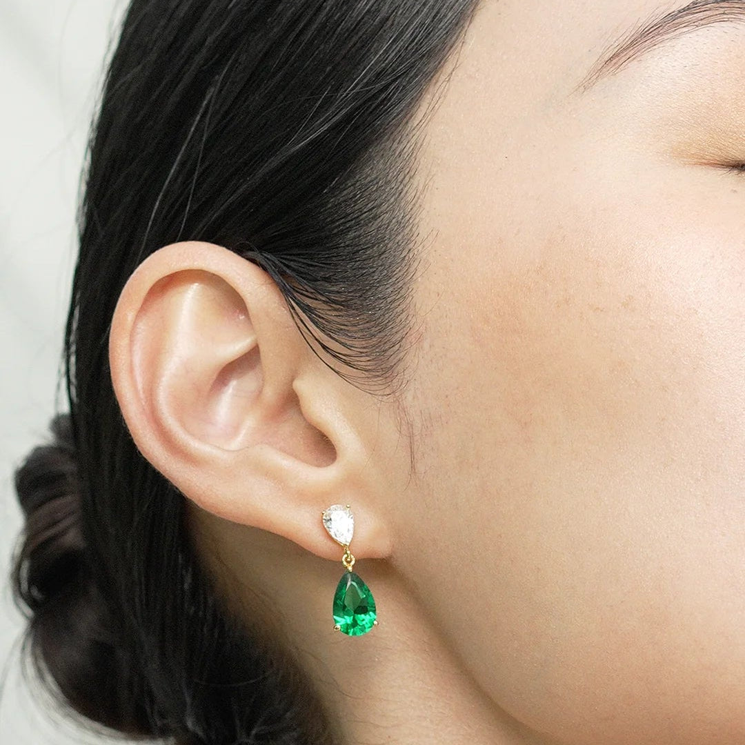 Matcha Emerald Earrings - ARTSY SILVER