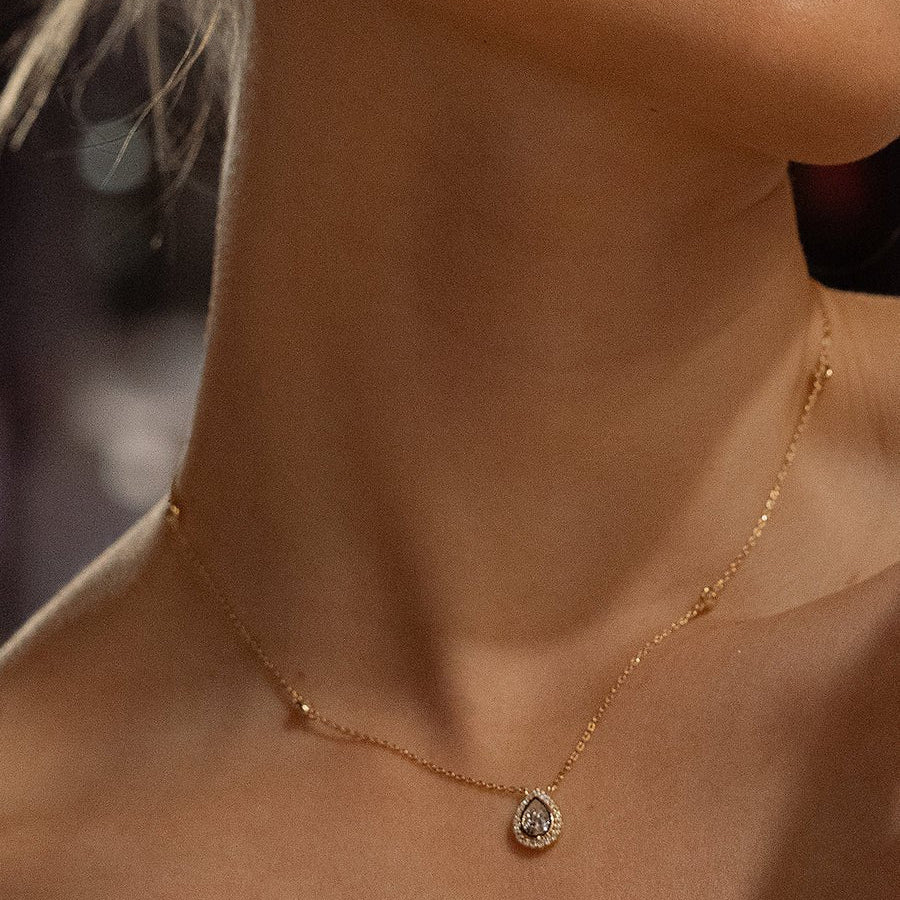 Swan Lake Pear Gold Plated Necklace - ARTSY SILVER