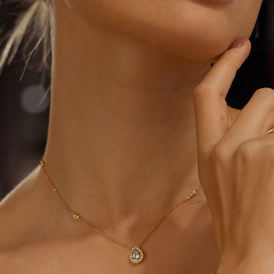 Swan Lake Pear Gold Plated Necklace - ARTSY SILVER