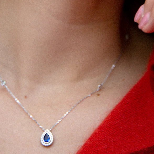 Lady Diana Blue Sapphire Necklace - ARTSY SILVER