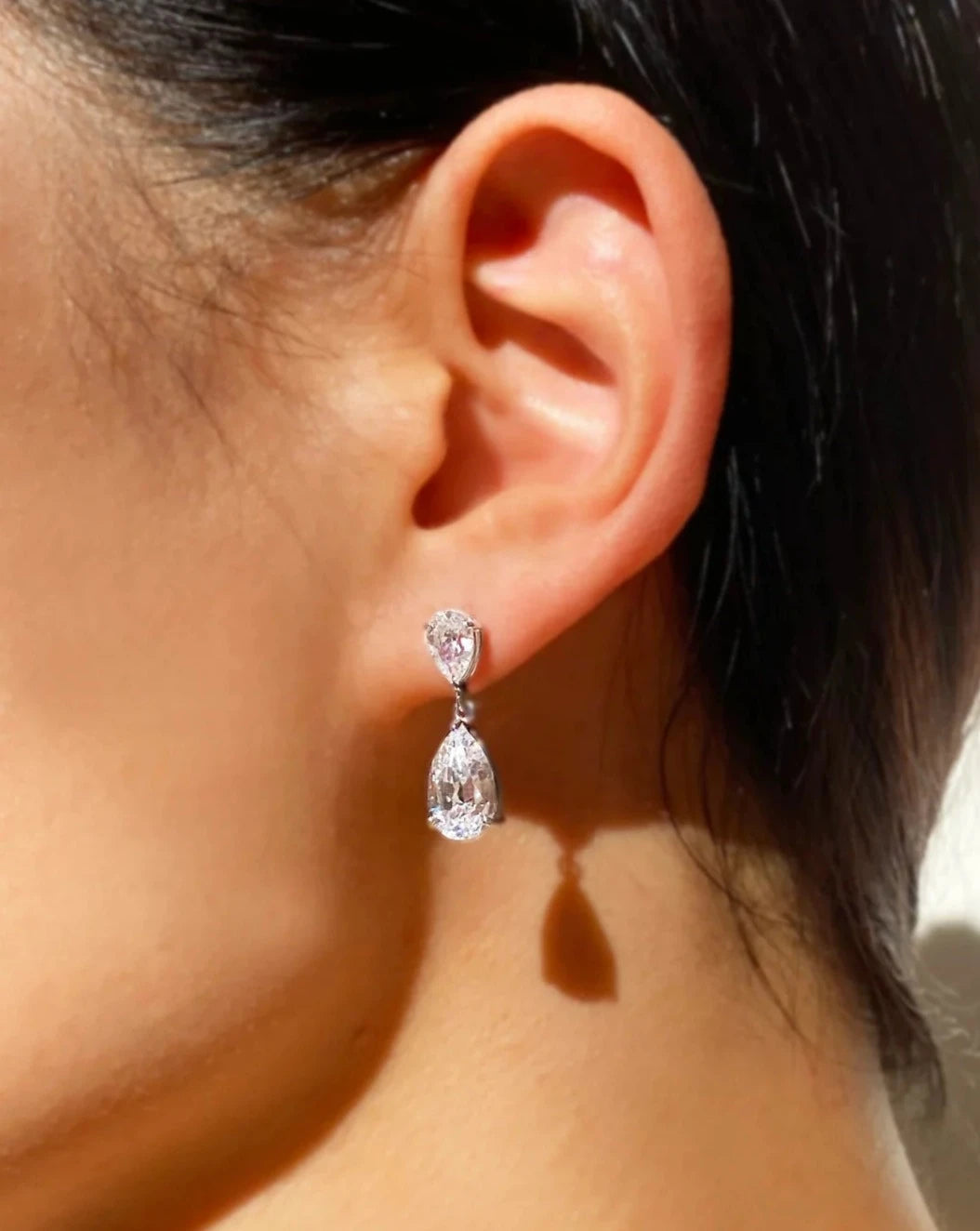 PEAR ZIRCON STONE EARRINGS