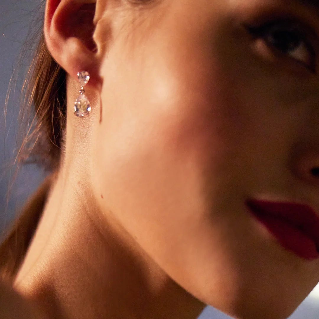 Pear Zircon Stone Earrings - ARTSY SILVER