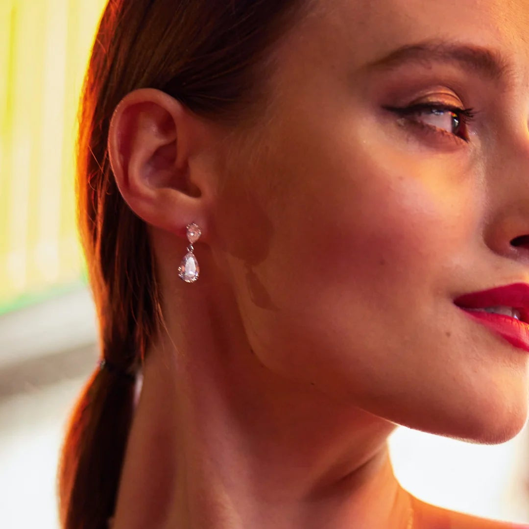 Pear Zircon Stone Earrings - ARTSY SILVER