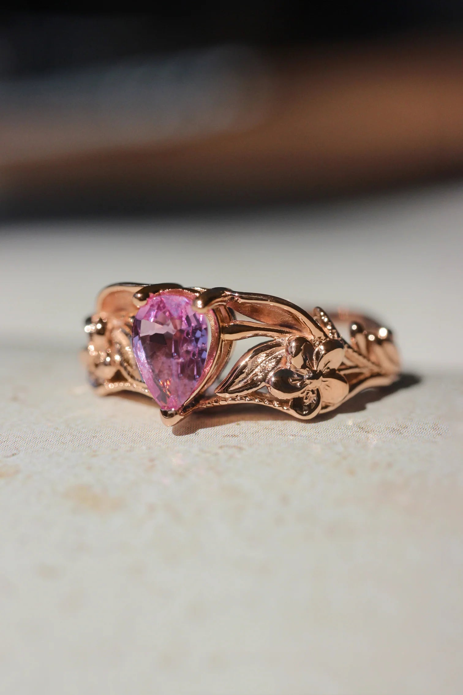 Pink Pear Stone 2 Set Ring - ARTSY SILVER