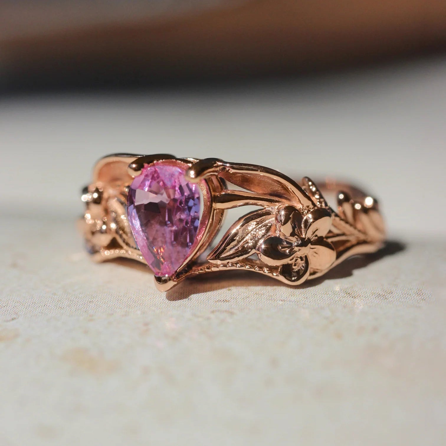 Pink Pear Stone 2 Set Ring - ARTSY SILVER