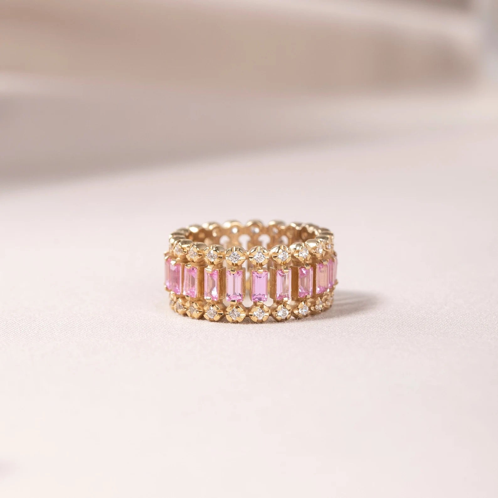 Pink- Baguette -Ring