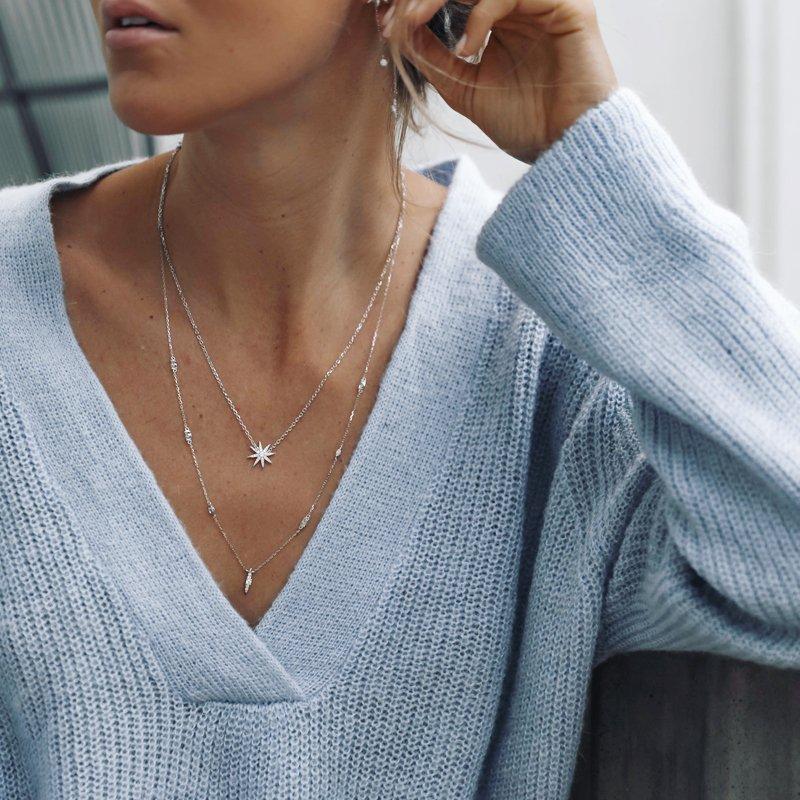 Light Of The Stars Layered Adjustable Necklace - ARTSY SILVER