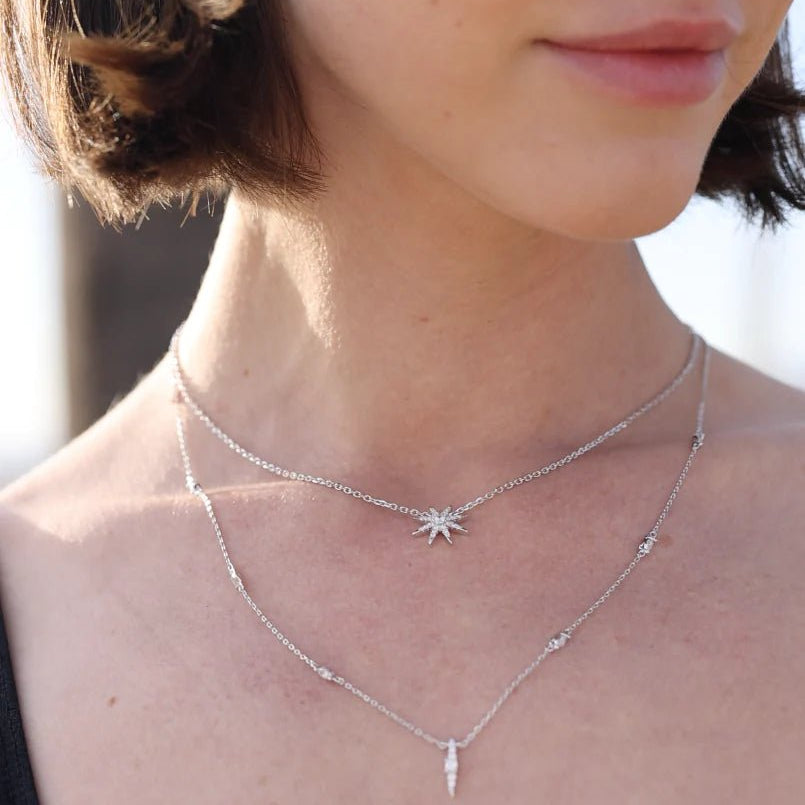 Light Of The Stars Layered Adjustable Necklace - ARTSY SILVER