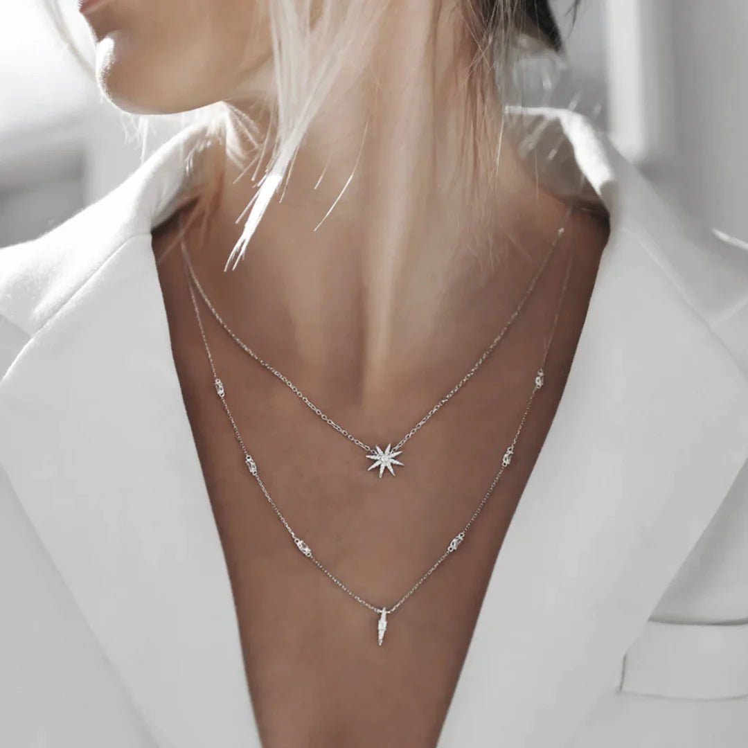 Light Of The Stars Layered Adjustable Necklace - ARTSY SILVER
