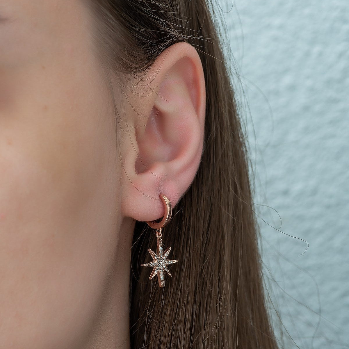 Dabbie Pole Star Rose Gold Earrings - ARTSY SILVER