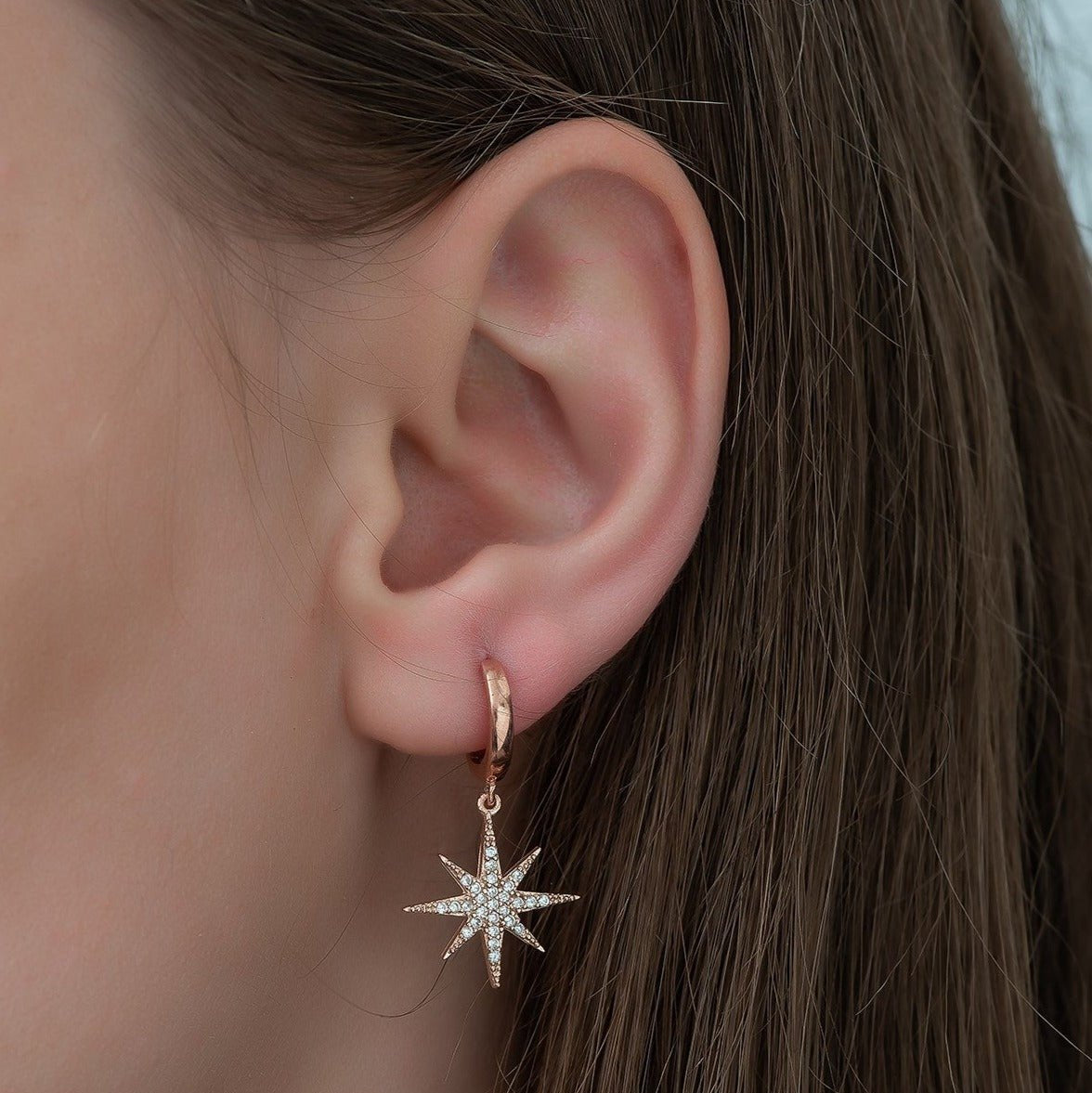 Dabbie Pole Star Rose Gold Earrings - ARTSY SILVER