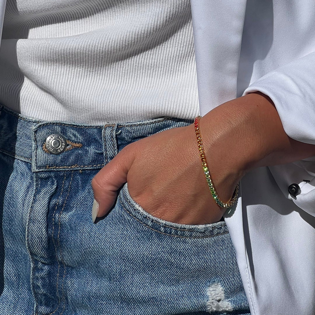 Rainbow Tennis Bracelet - ARTSY SILVER