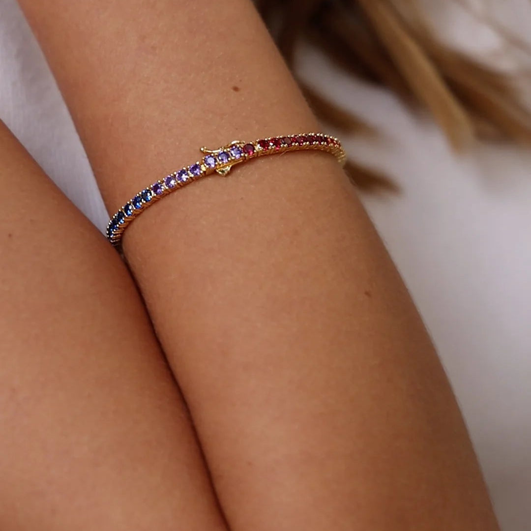 Rainbow Tennis Bracelet - ARTSY SILVER