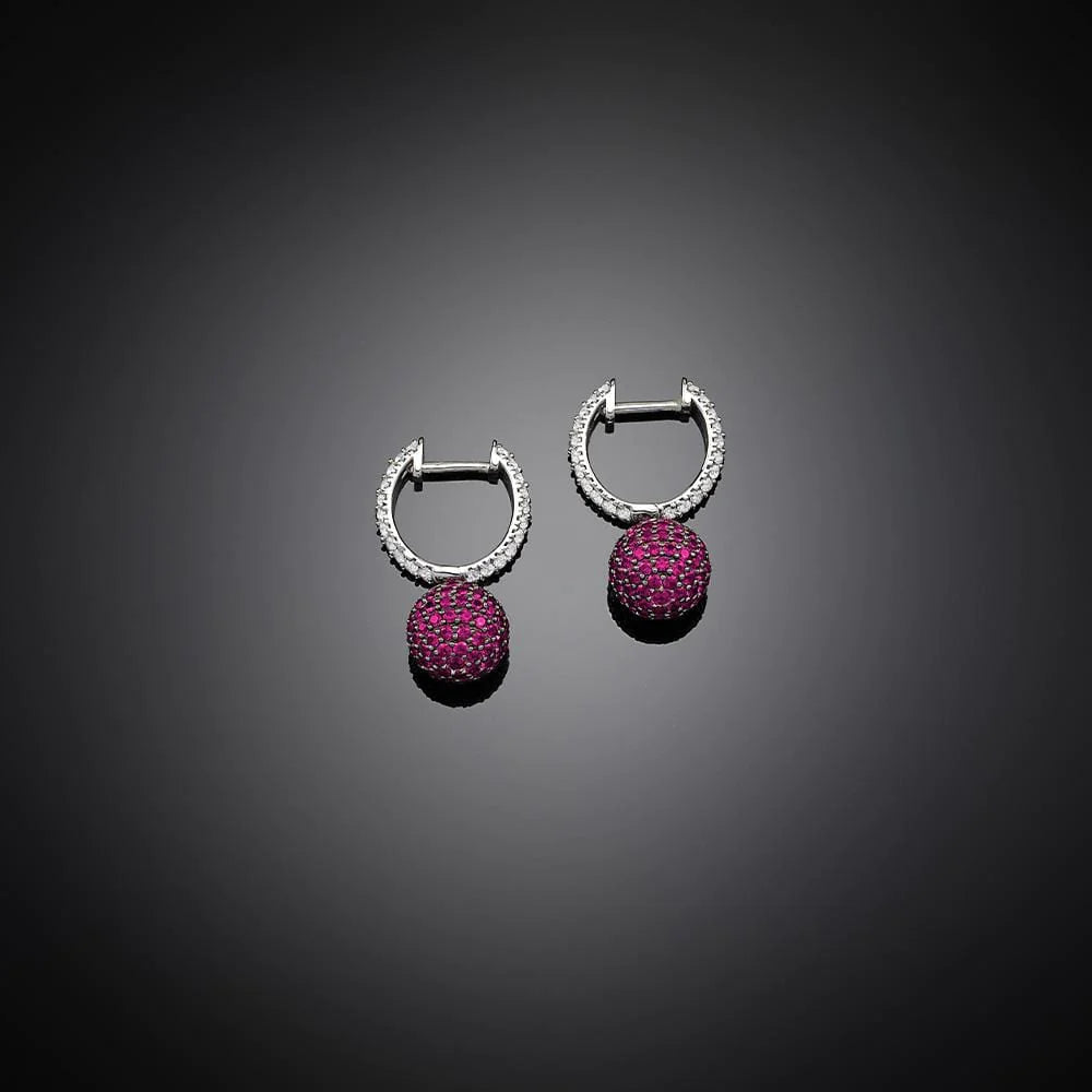 Red Disco Ball Hoop Earrings