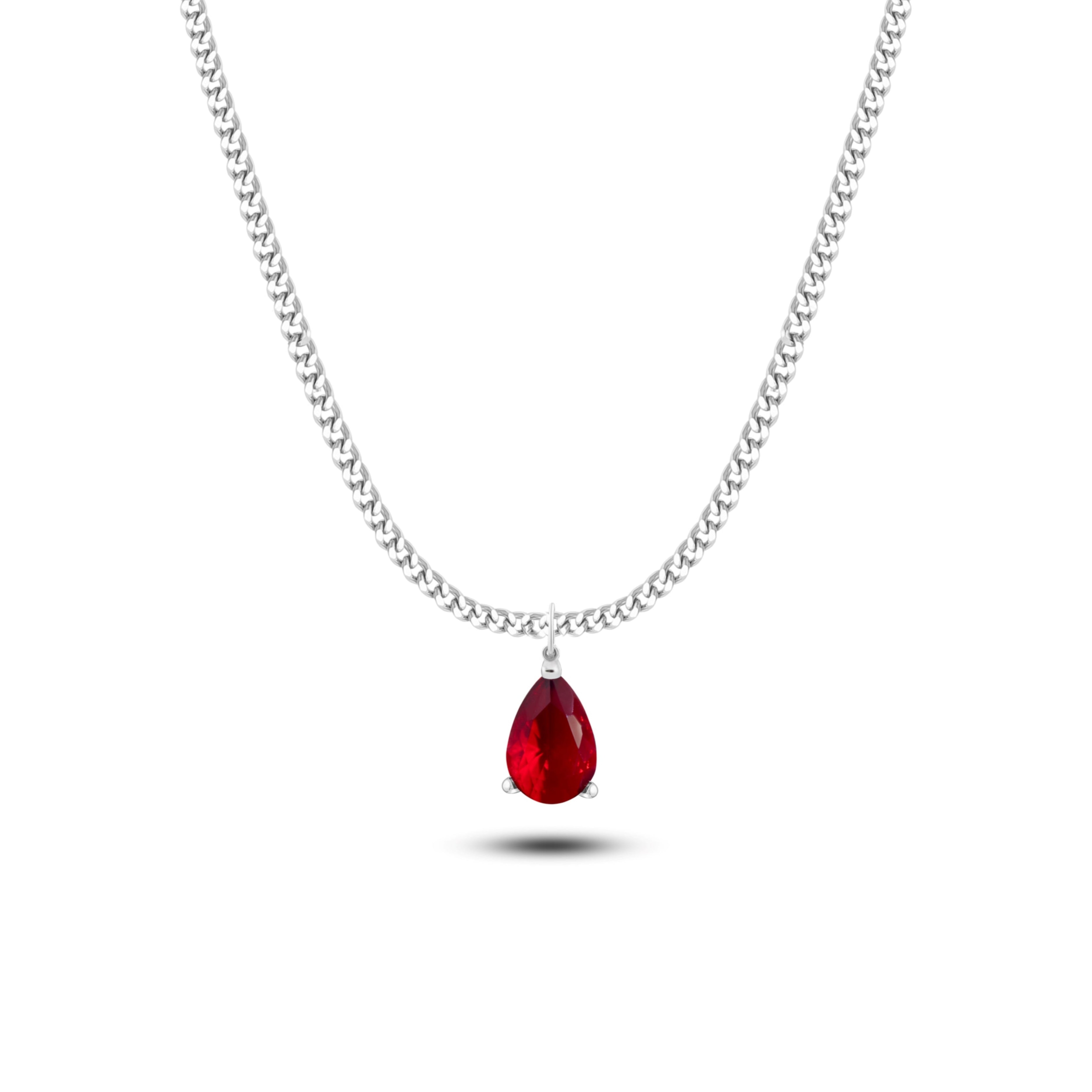 Mars Red Pear Cut Pendant - ARTSY SILVER