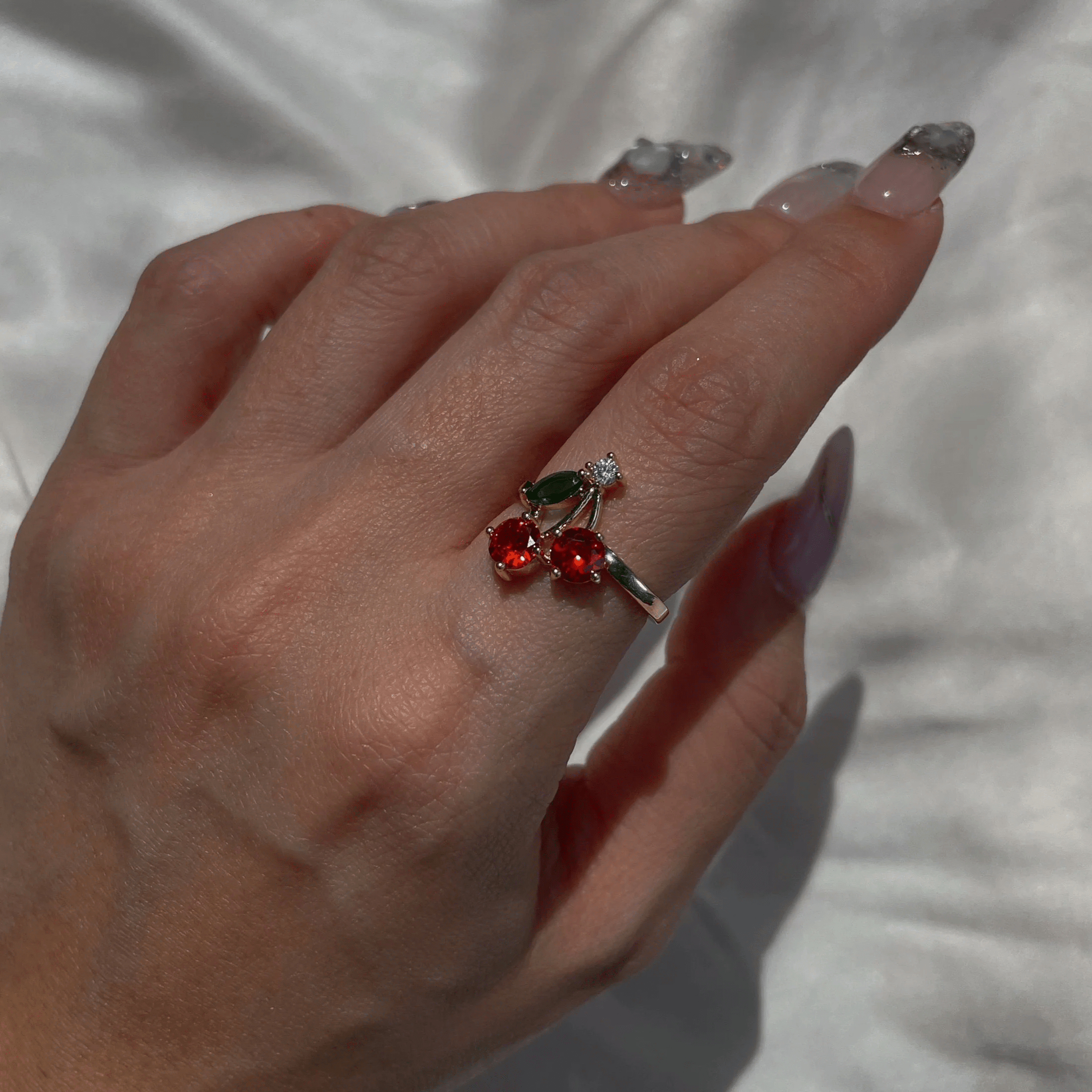 Cherry Glow Ring - ARTSY SILVER