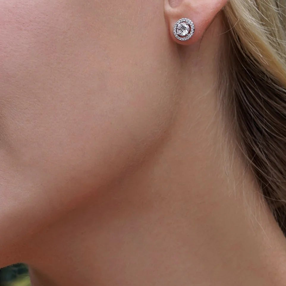 Round Zircon Solitaire Earrings - ARTSY SILVER