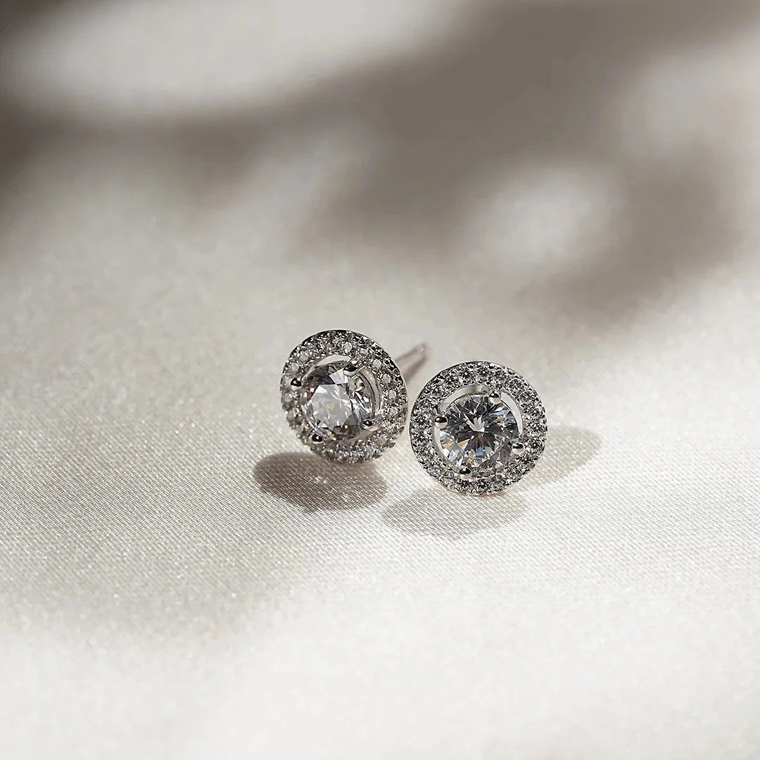 Round Zircon Solitaire Earrings - ARTSY SILVER
