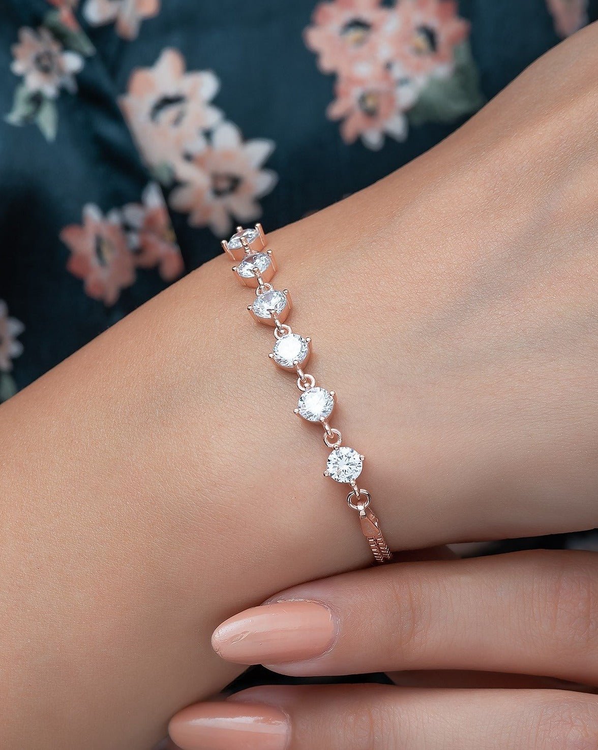 Mini Moons Zircon Rose Gold Bracelet - ARTSY SILVER