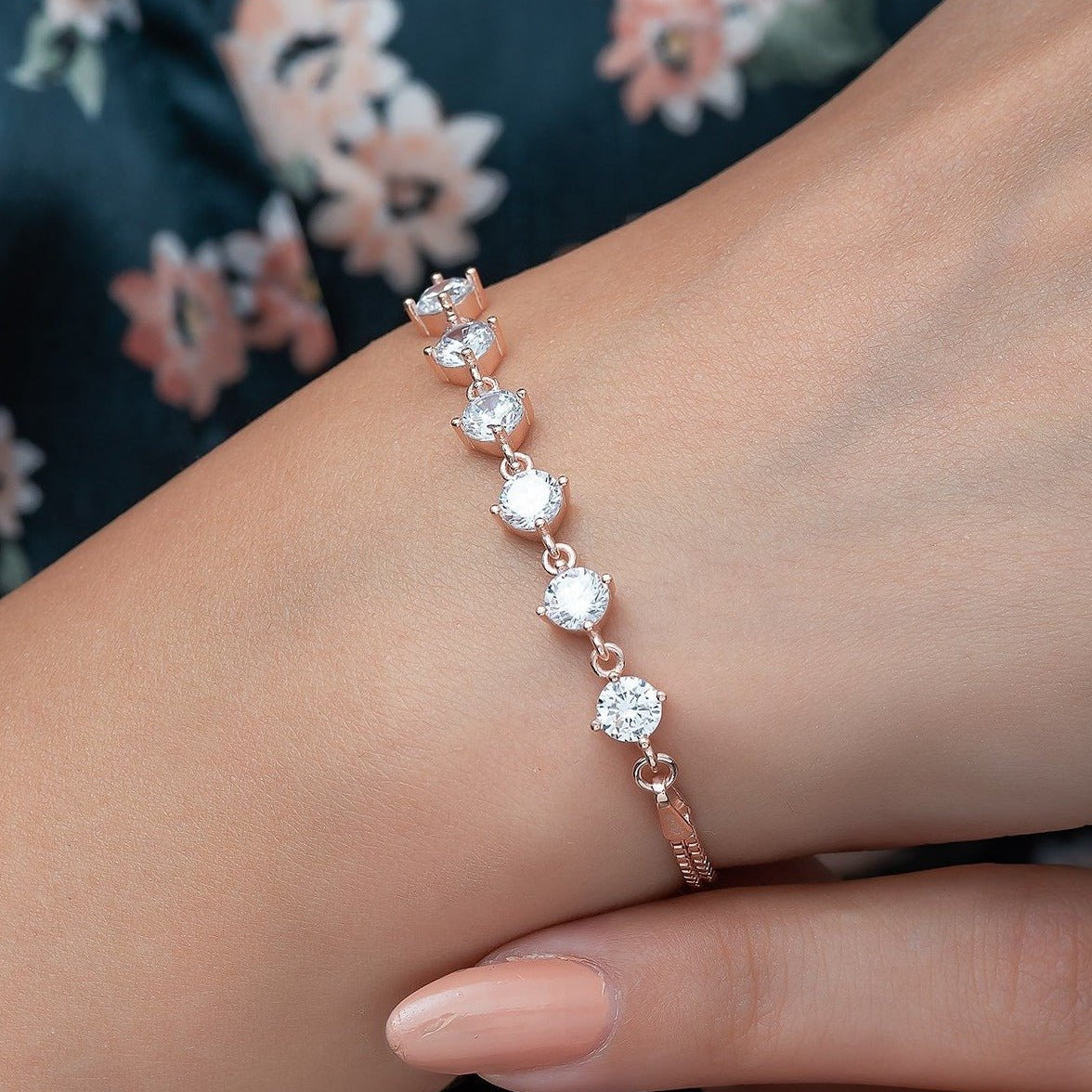 Mini Moons Zircon Rose Gold Bracelet - ARTSY SILVER