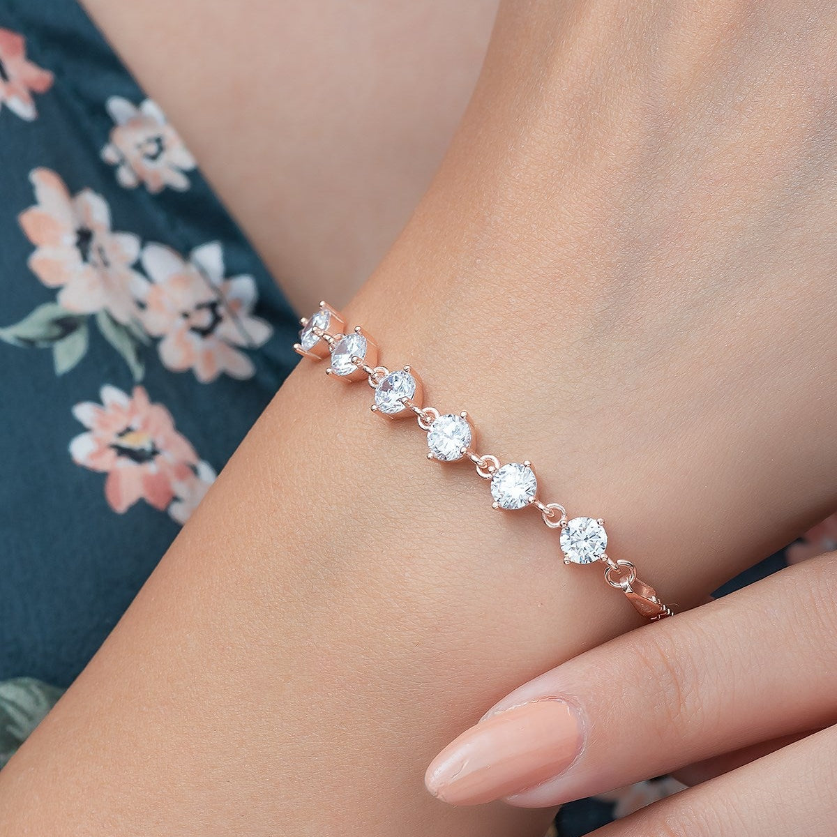 Mini Moons Zircon Rose Gold Bracelet - ARTSY SILVER
