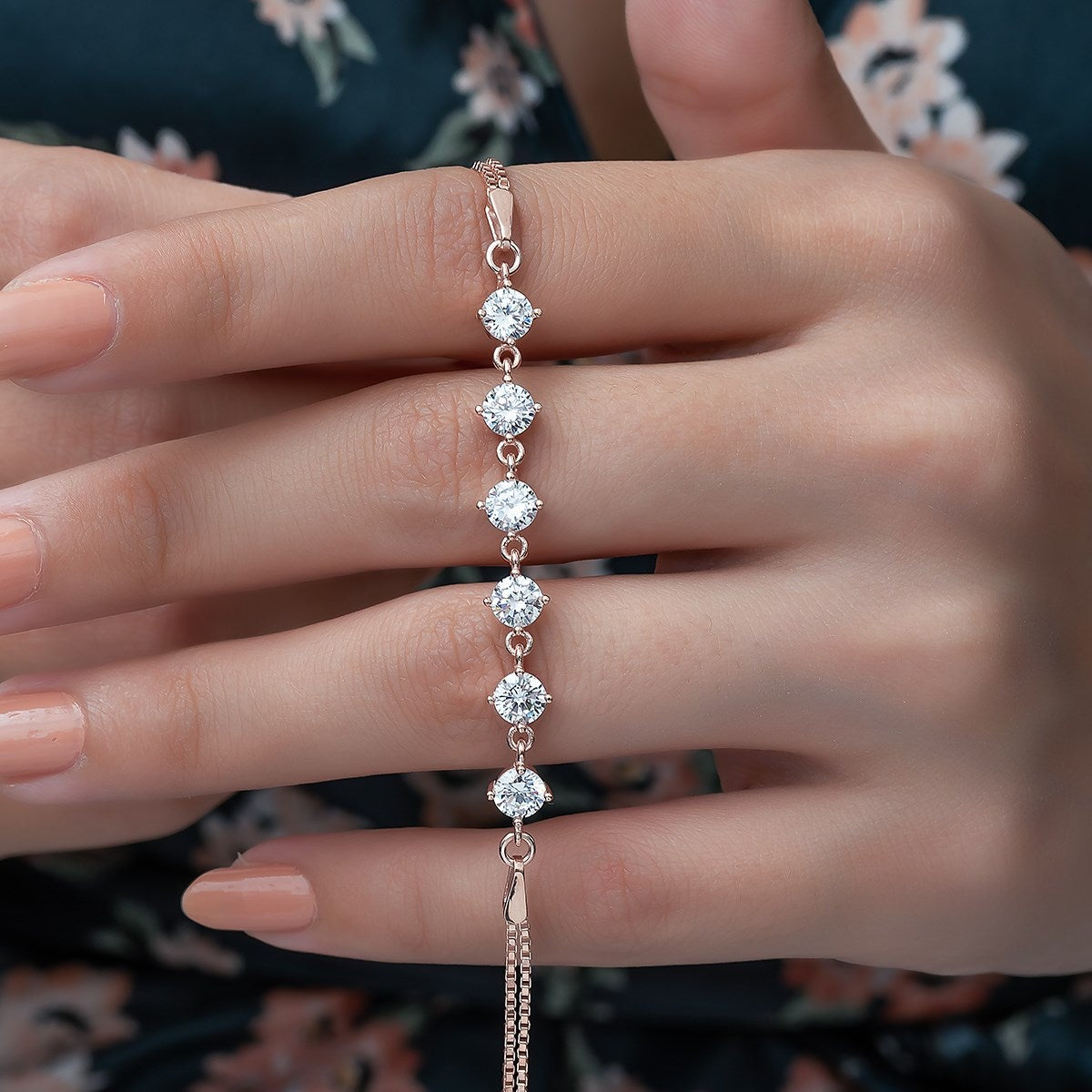 Mini Moons Zircon Rose Gold Bracelet - ARTSY SILVER