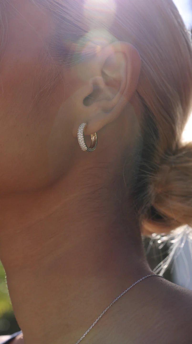 Zircon Cutie Huggie Gold Plating Earrings - ARTSY SILVER