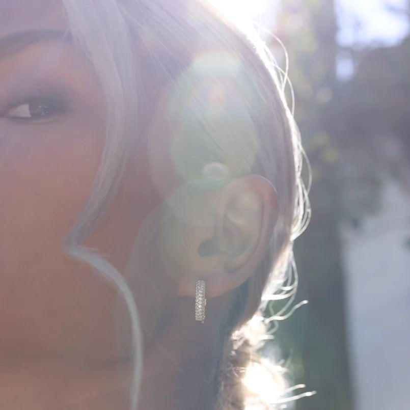 Zircon Cutie Huggie Gold Plating Earrings - ARTSY SILVER