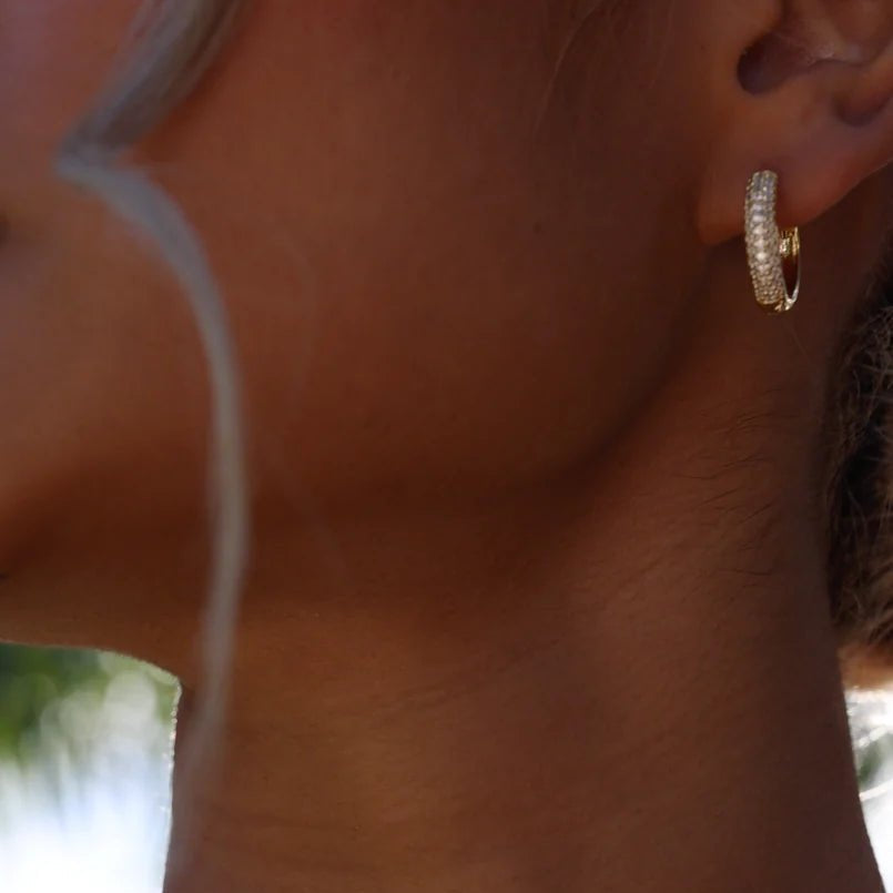 Zircon Cutie Huggie Gold Plating Earrings - ARTSY SILVER