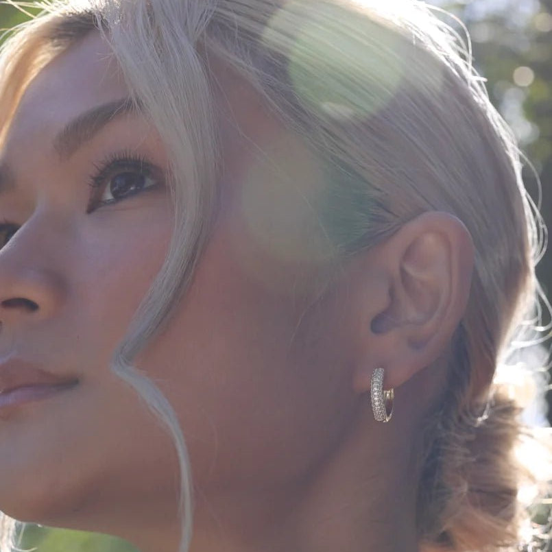 Zircon Cutie Huggie Gold Plating Earrings - ARTSY SILVER