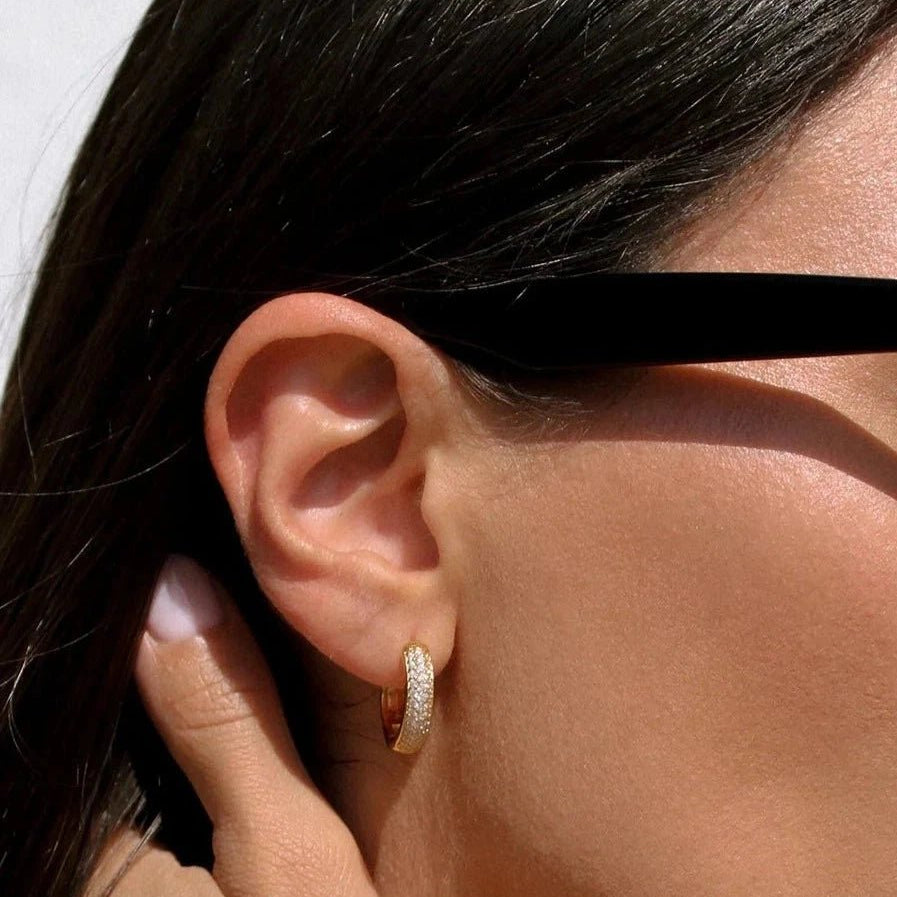 Zircon Cutie Huggie Gold Plating Earrings - ARTSY SILVER