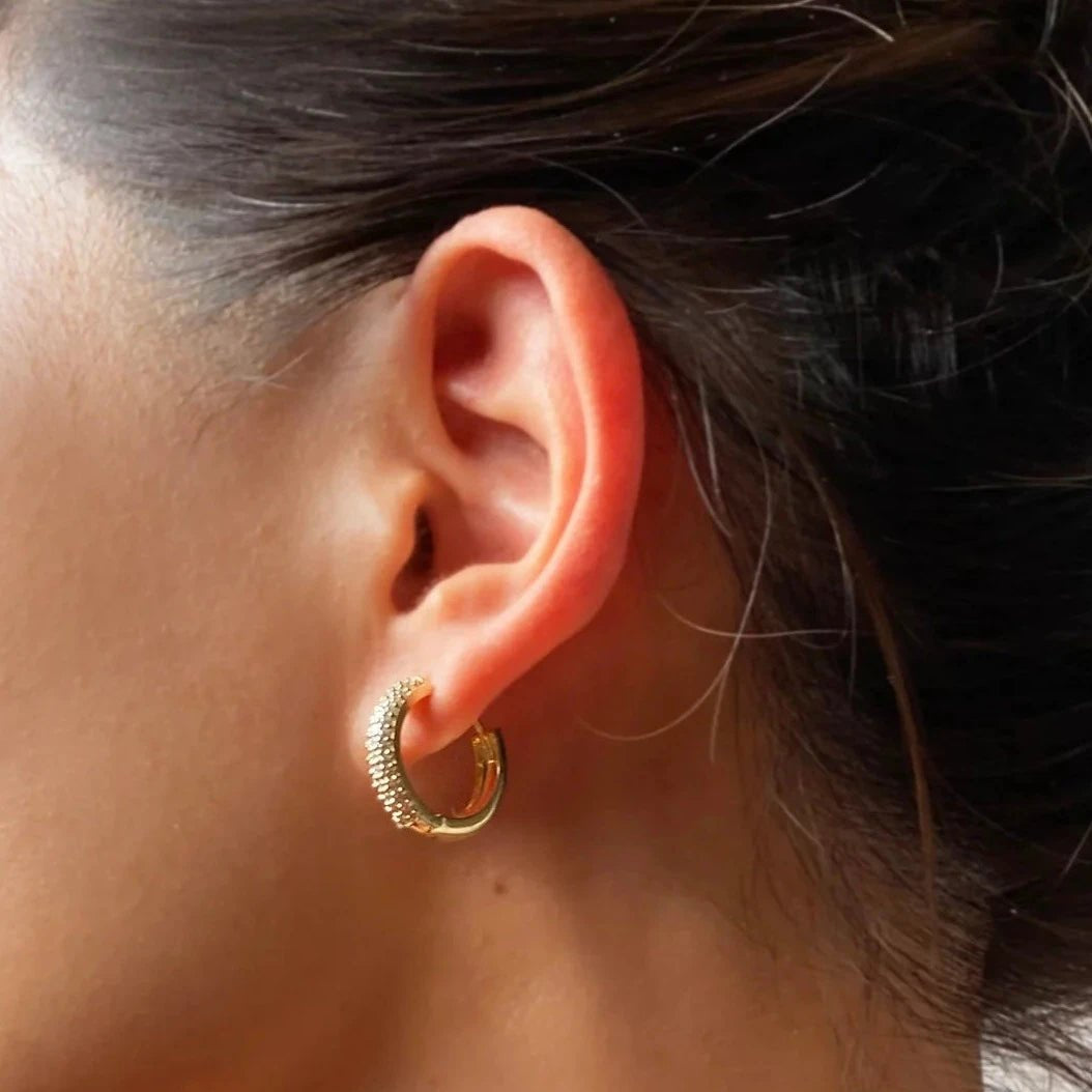 Zircon Cutie Huggie Gold Plating Earrings - ARTSY SILVER