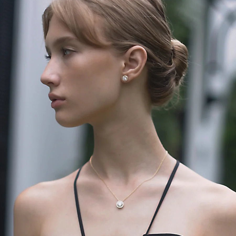 Round Zircon Gold Plating Earrings - ARTSY SILVER