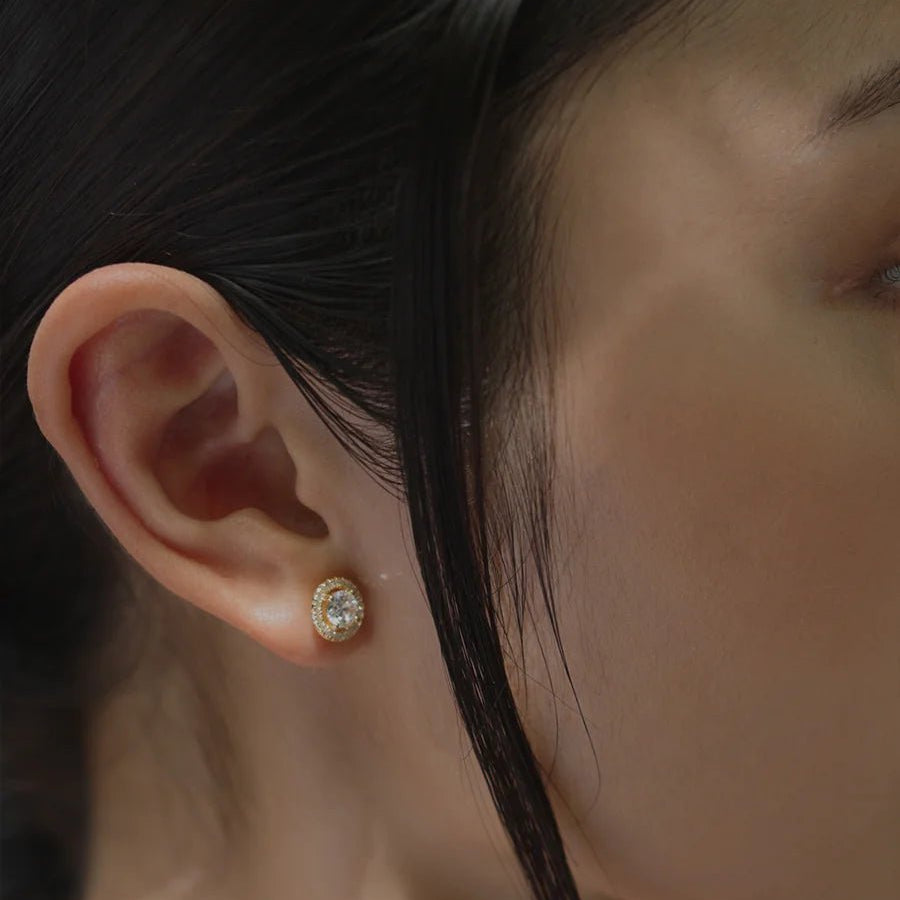 Round Zircon Gold Plating Earrings - ARTSY SILVER