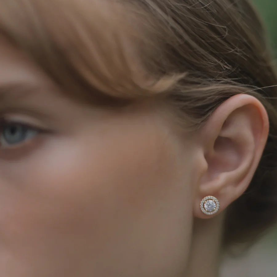 Round Zircon Gold Plating Earrings - ARTSY SILVER