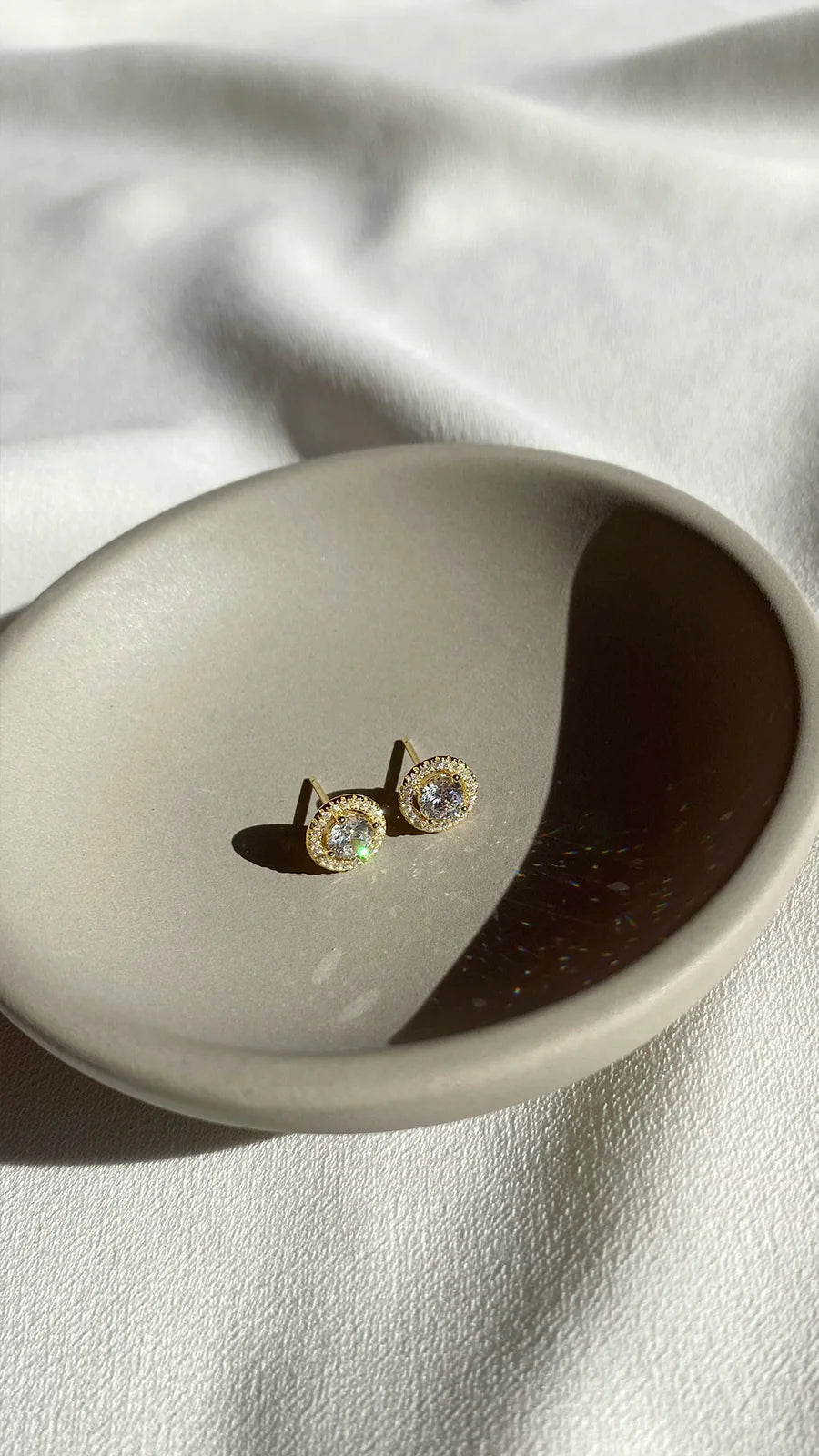 Round Zircon Gold Plating Earrings - ARTSY SILVER