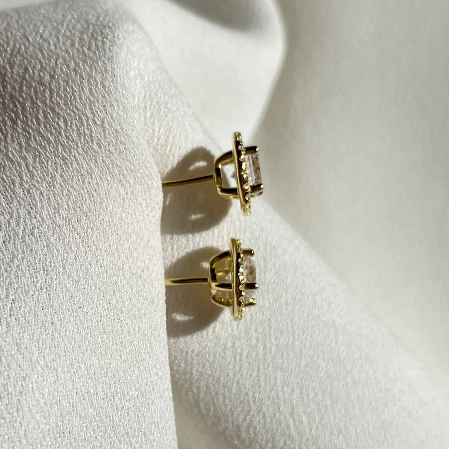 Round Zircon Gold Plating Earrings - ARTSY SILVER