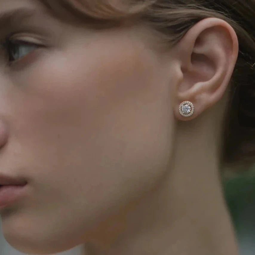 Round Zircon Gold Plating Earrings - ARTSY SILVER