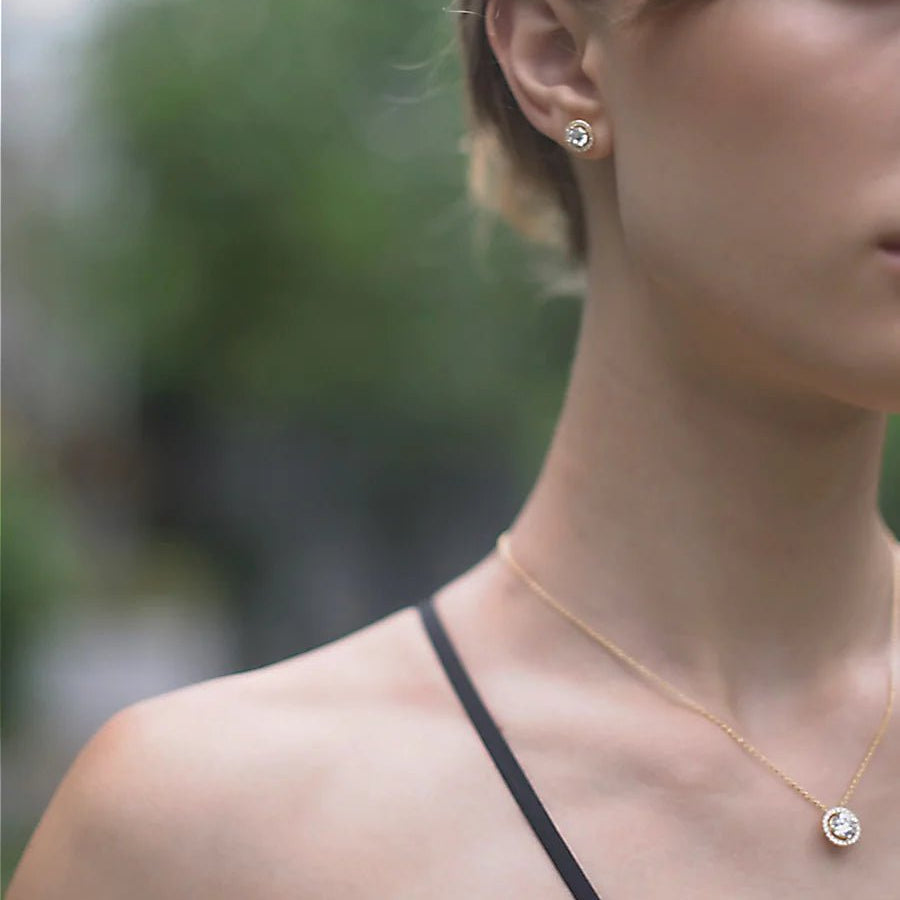 Round Zircon Gold Plating Earrings - ARTSY SILVER