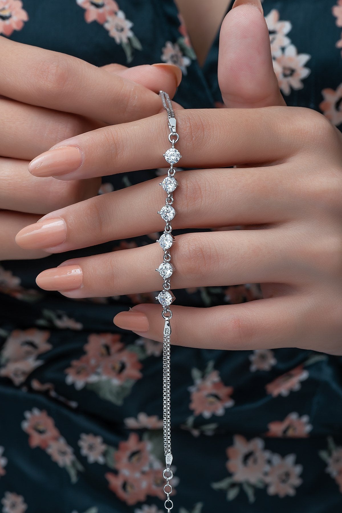 Mini Moons Zircon Silver Bracelet - ARTSY SILVER