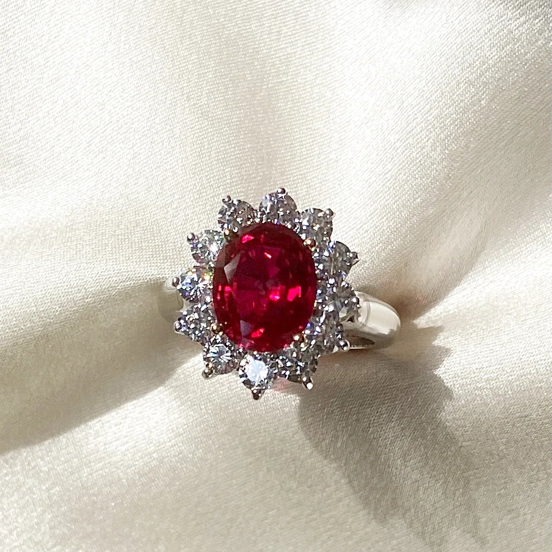 Queen’s Ruby Aura Silver Ring - ARTSY SILVER