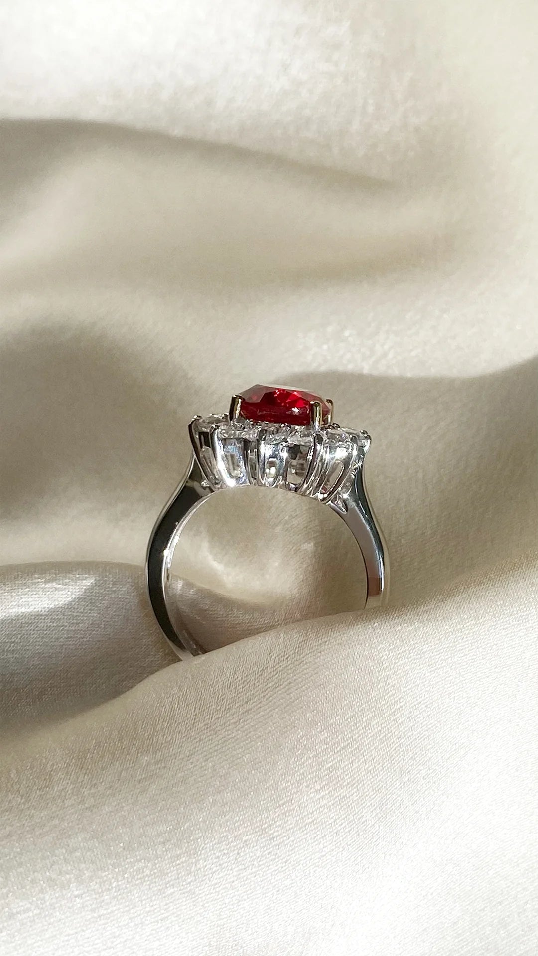 Queen’s Ruby Aura Silver Ring - ARTSY SILVER