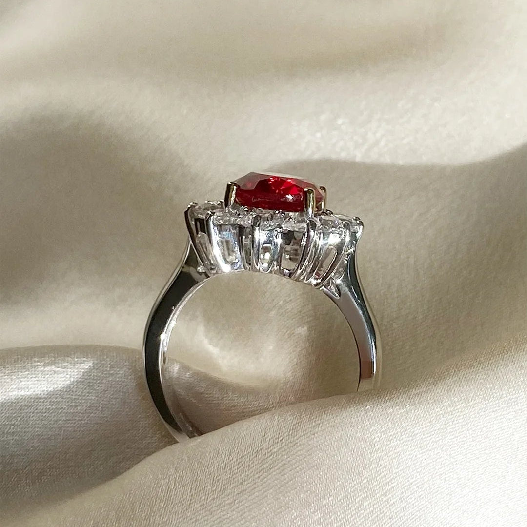 Queen’s Ruby Aura Silver Ring - ARTSY SILVER