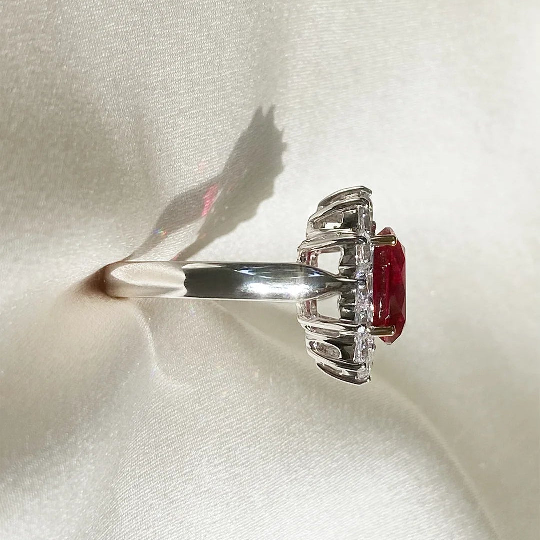 Queen’s Ruby Aura Silver Ring - ARTSY SILVER